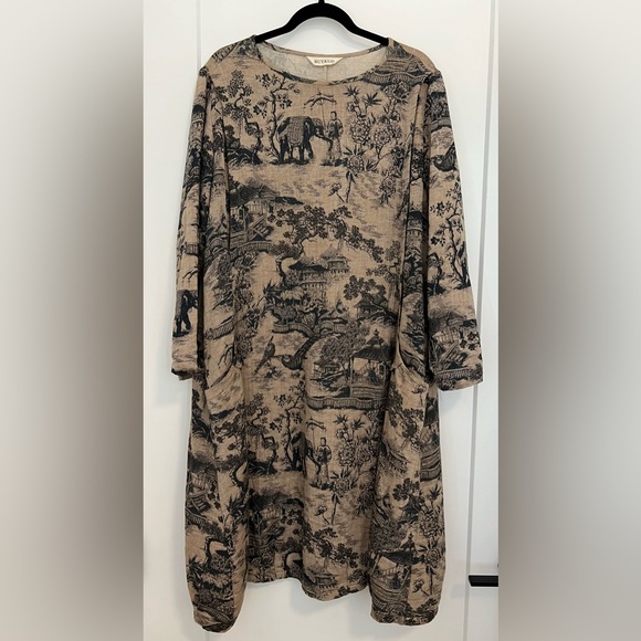 BUYKUD Vintage Asian Floral Cotton Midi Dress - Picture 4 of 9